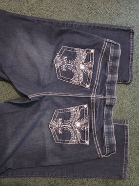 Apt. 9 Dark Blue Flare Jeans with Embellished Back Pockets